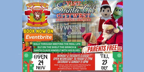 "northpole experience santa at citywest in dublin"